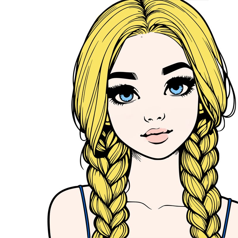 realistic girl with braids