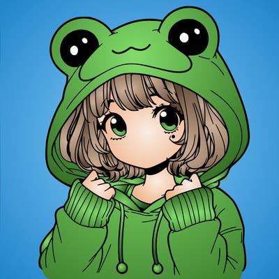 a cute teenage girl wearing a frog hoodie