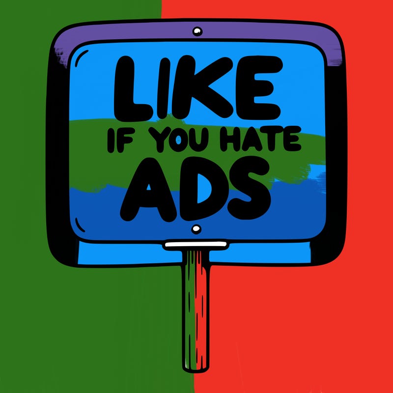 a sign that says like if you hate ads