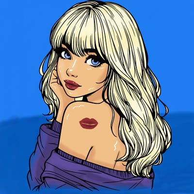 realistic girl with bangs looking over her shoulder