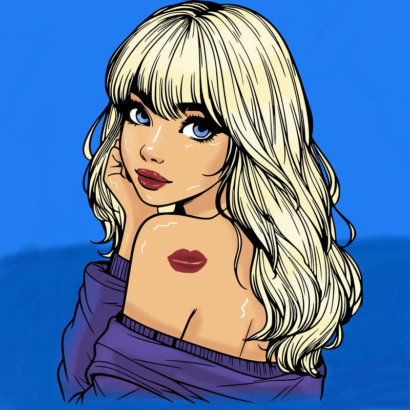 realistic girl with bangs looking over her shoulder