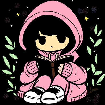girl in oversized hoodie reading a book