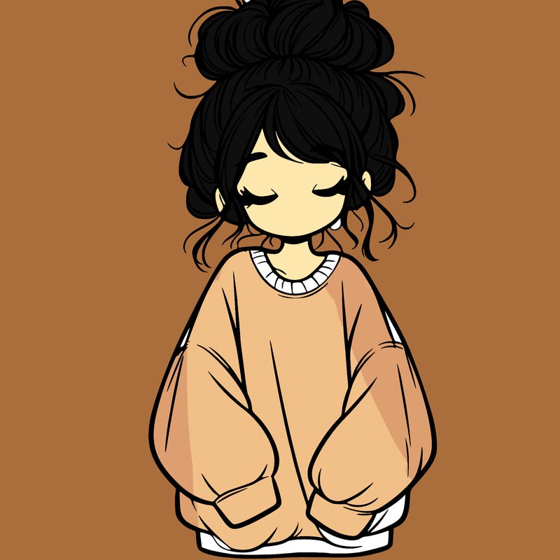 girl with baggy sweatshirt and messy bun
