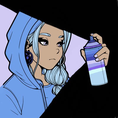 a realistic girl, spray painting