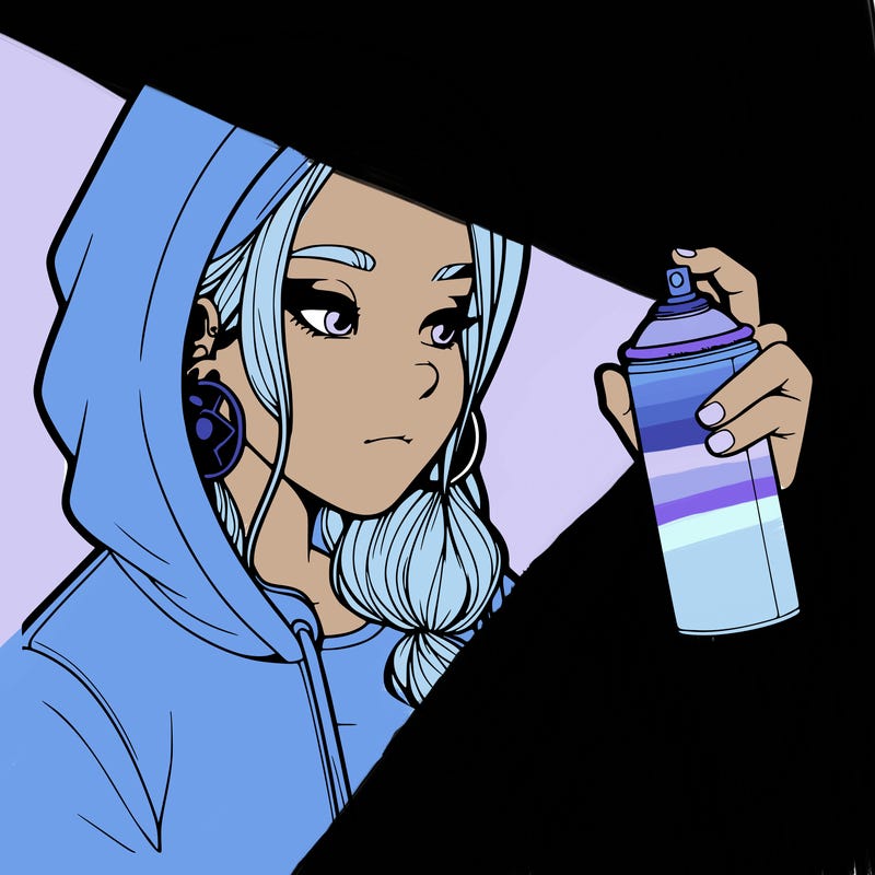 a realistic girl, spray painting