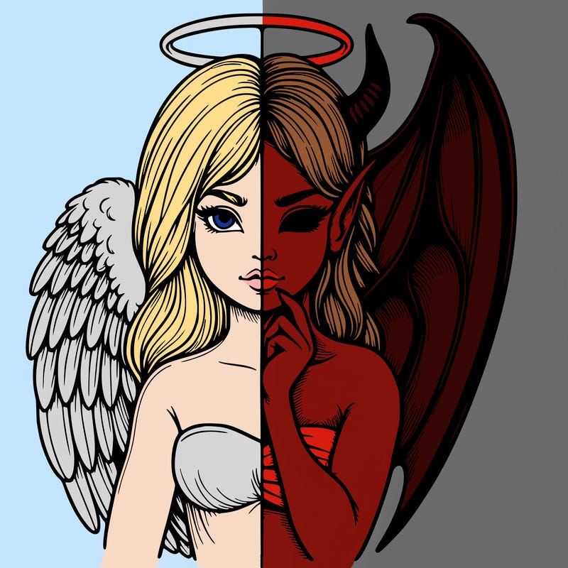 realistic angel half demon