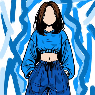 realistic girl faceless with baggy pants and a crop top