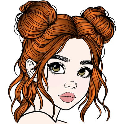 realistic girl with hair buns on her head