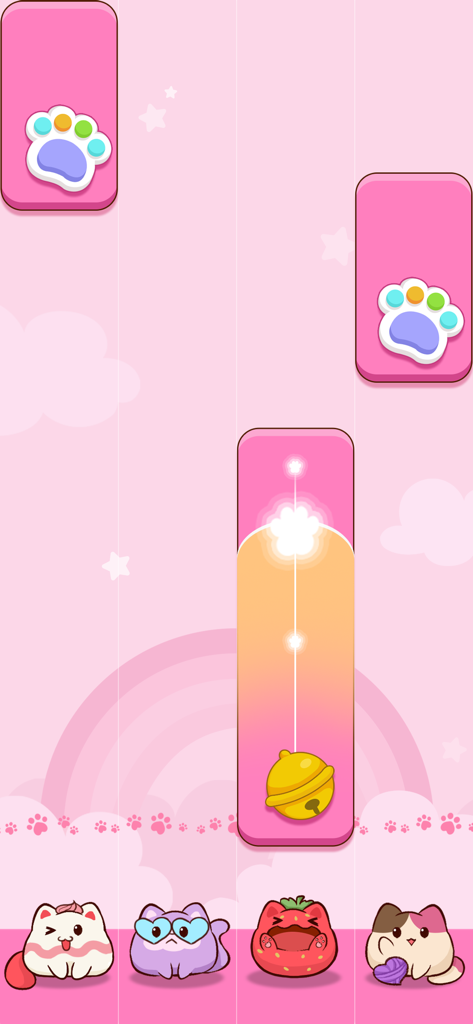 Piano Cat Tiles - Rhythm gameplay of Piano Cat Tiles featuring cute cats and pink musical tiles