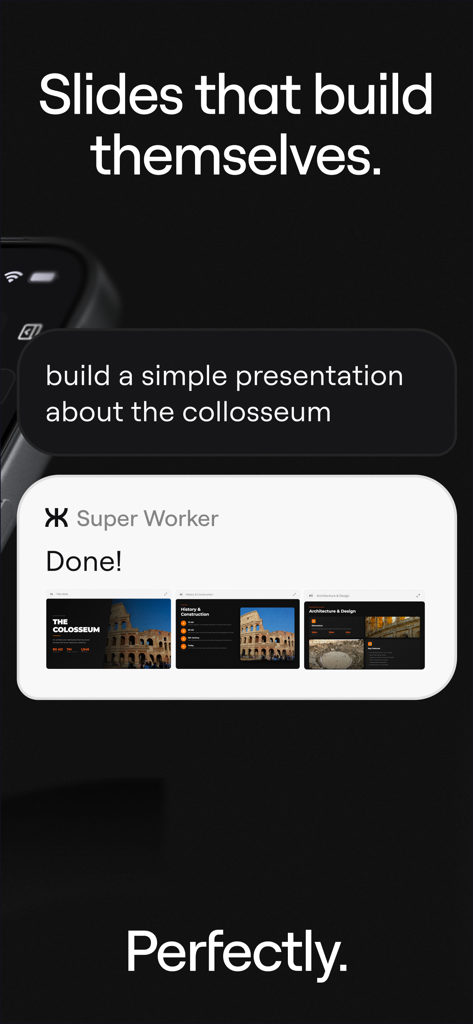 Kortix - Kortix KI generiert eine Diaserie über das Kolosseum aus einer Textaufforderung