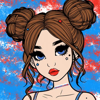 realistic girl with space buns