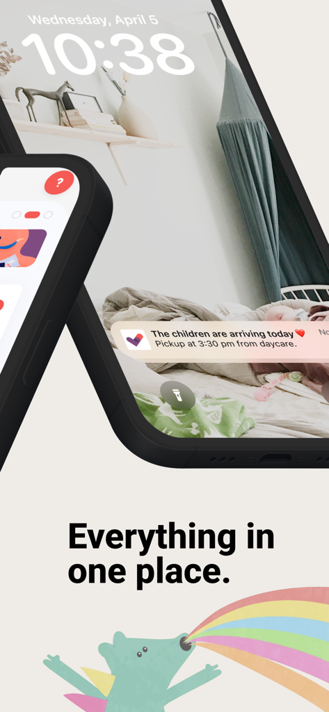 Co-parenting - Écran de verrouillage d'un smartphone affichant une notification de garde de l'application de coparentalité concernant la prise en charge des enfants à la garderie.