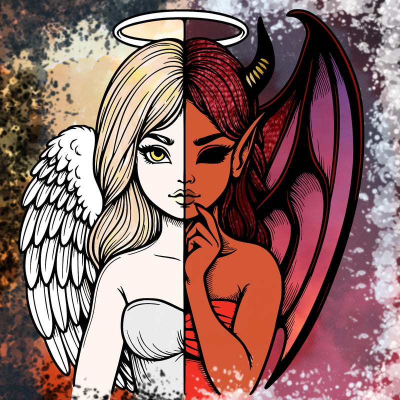 realistic angel half demon