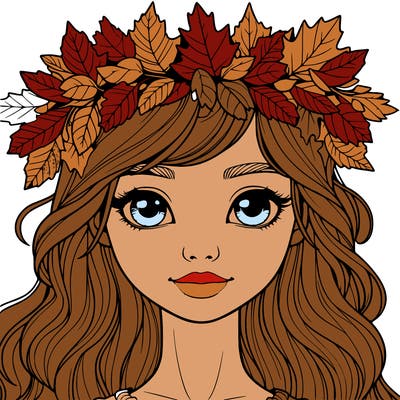 realistic girl with fall leaf crown