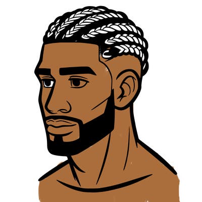 human man with short braids