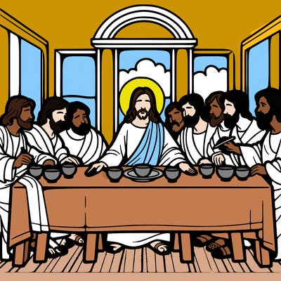 jesus shares the last supper with twelve apostles