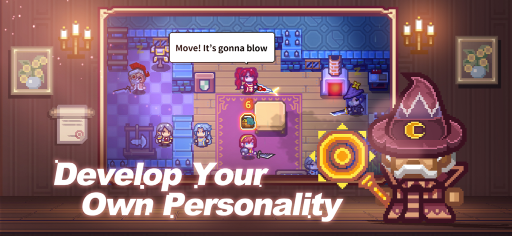 Elona Mobile - Pixel art RPG gameplay from Elona Mobile with the text Develop Your Own Personality