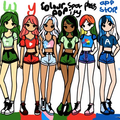 a group of girls wearing crop tops and shorts