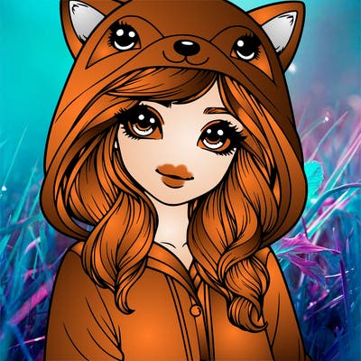 realistic girl in fox hood pjs