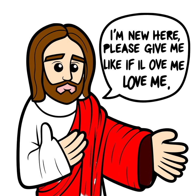 jesus giveing a hug thinking im new here please give me a like if you love jesus