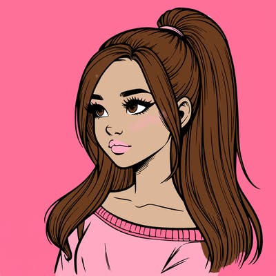 realistic girl with a high ponytail