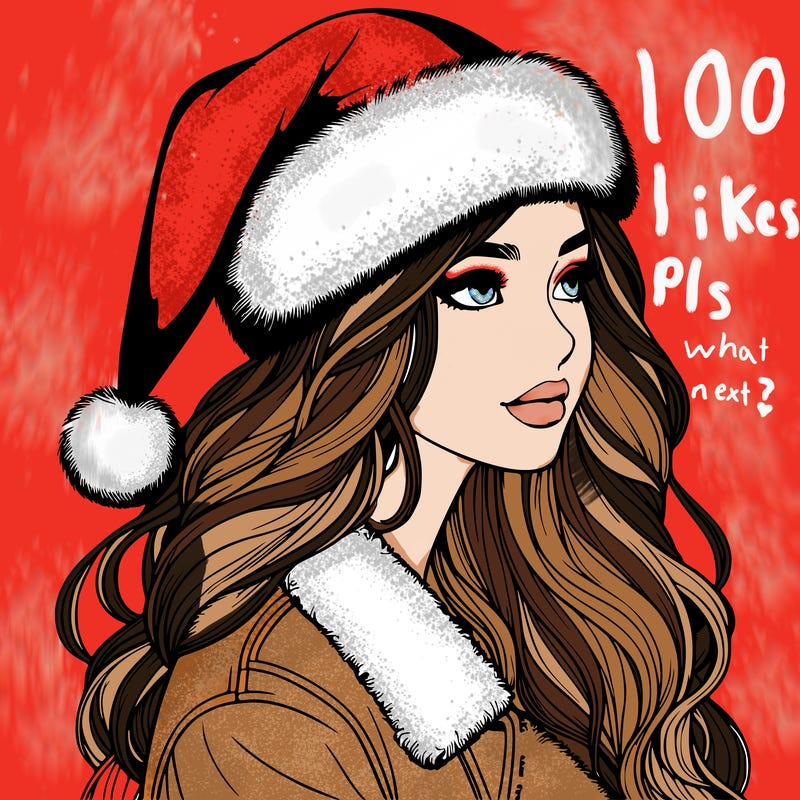 realistic girl in santa hat