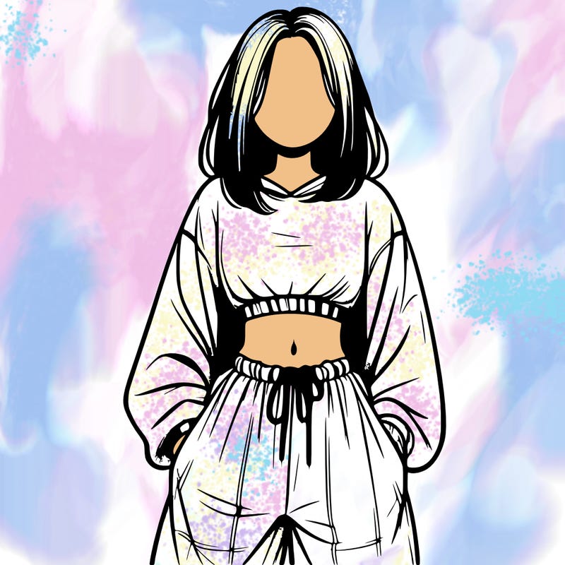 realistic girl faceless with baggy pants and a crop top