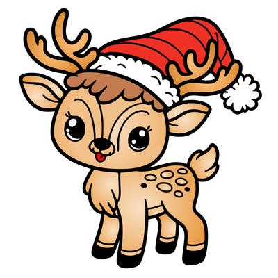 christmas reindeer with santa hat