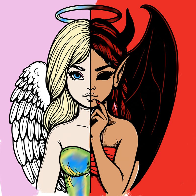 realistic angel half demon