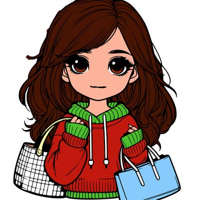 realistic girl with bags