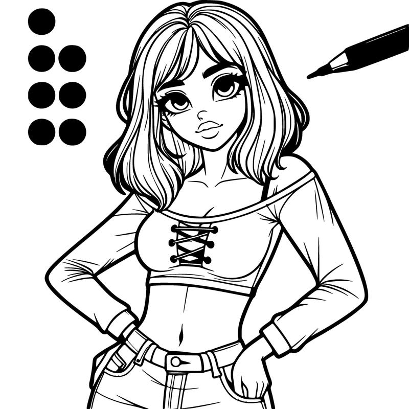 realistic sassy girl with a belly shirt