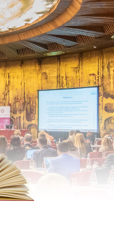 UNBR Info - Legal professionals at a conference with an agenda displayed on a screen