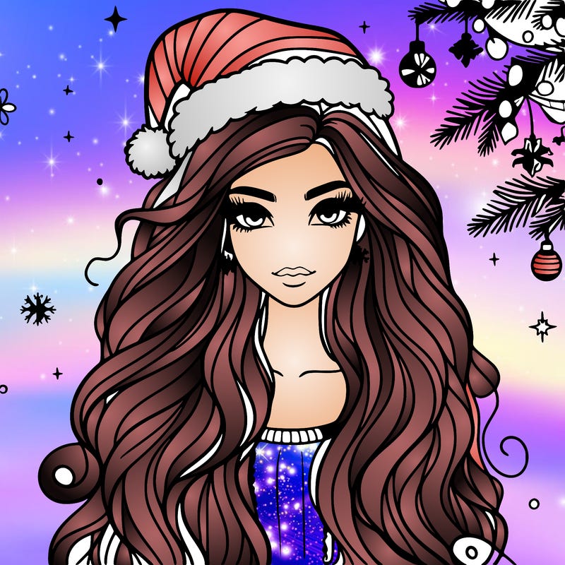 christmas fashionable female model and long hair