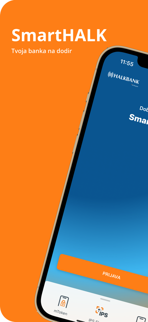 Schermata di avvio e accesso dell'app SmartHALK mBanking con branding Halkbank