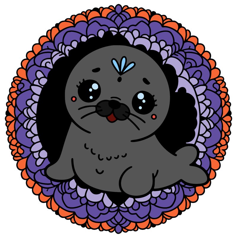 a cute baby seal mandala