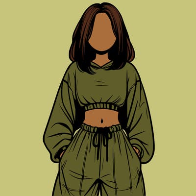 realistic girl faceless with baggy pants and a crop top