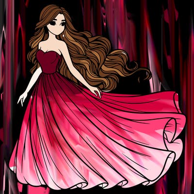 realistic woman with long flowing dress