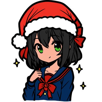 anime girl wearing a santa hat