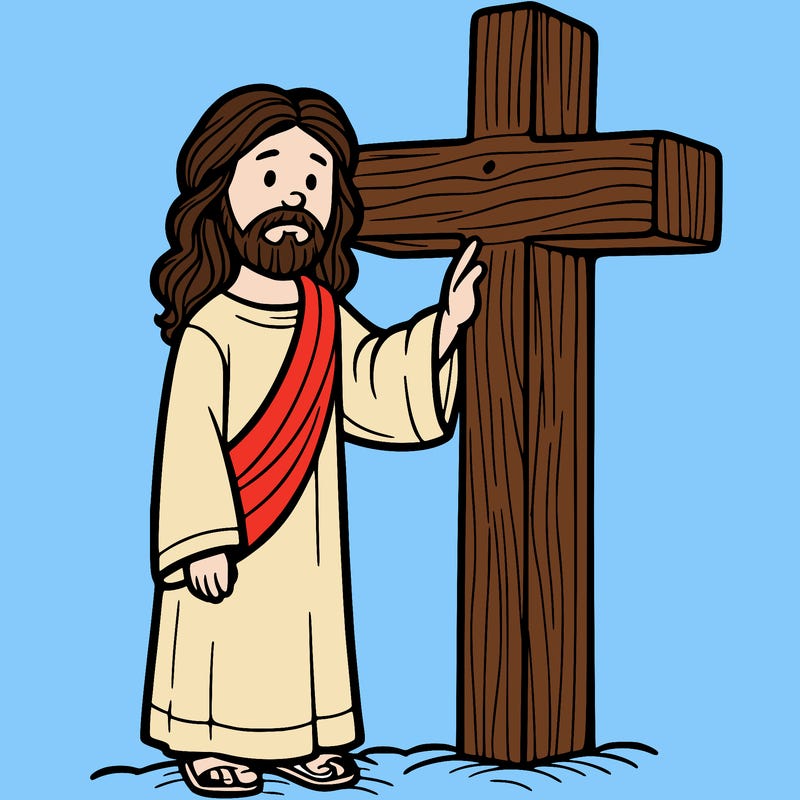 jesus standing beside the cross