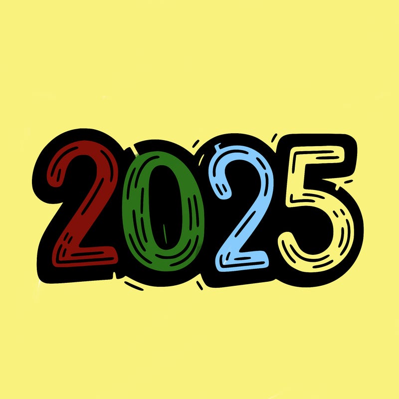 one line scrawled numbers sketch design “2025”