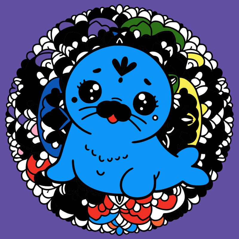 a cute baby seal mandala