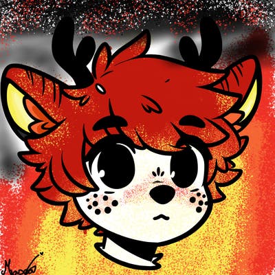 a humanoid deer with soft fluffy ears