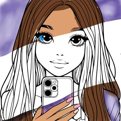 realistic girl with a phone