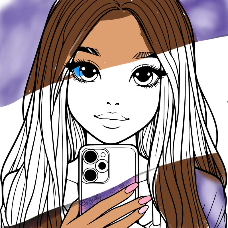 realistic girl with a phone