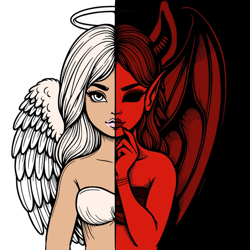 realistic angel half demon