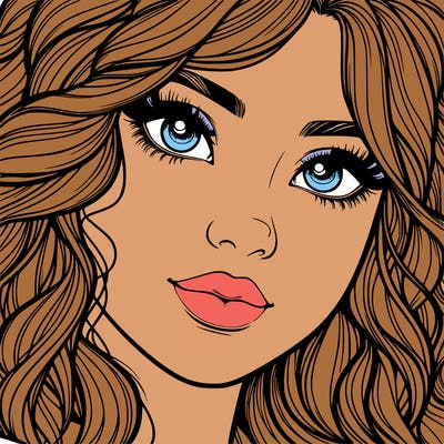 beautiful realistic girl close up to the camera with wavy hair,