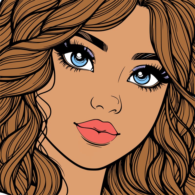 beautiful realistic girl close up to the camera with wavy hair,