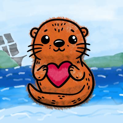 otter with a heart