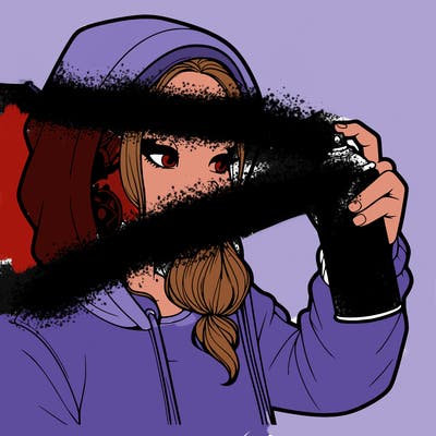 a realistic girl, spray painting