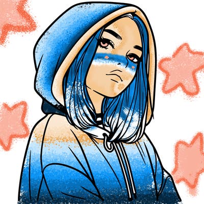 a realistic girl in a hoodie